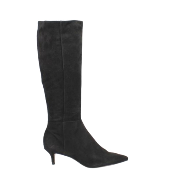 Schultz sz 5 black kitten heel suede/ leather knee boot.